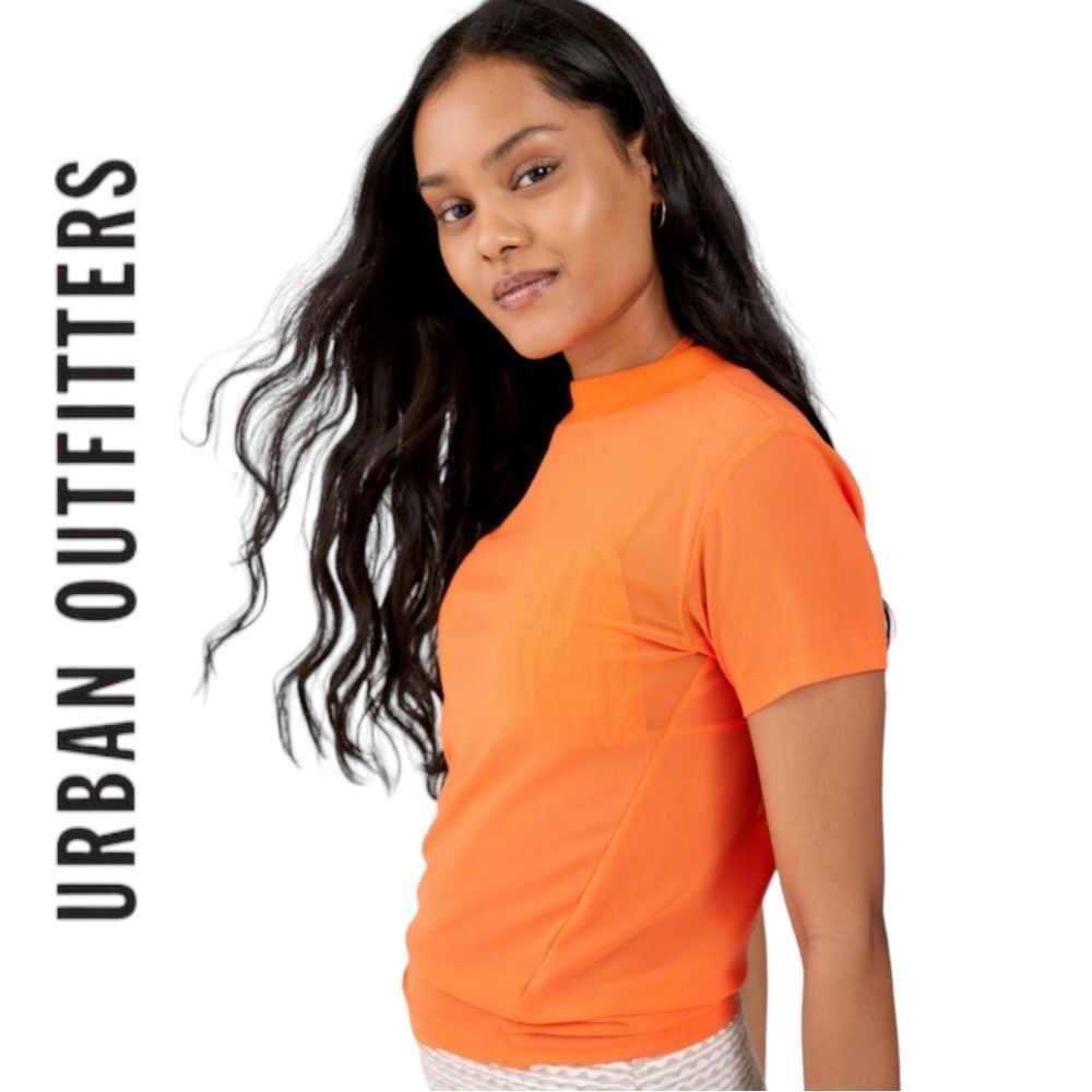 NEW Urban Outfitters UO BDG Bourne Orange Mock Neck Shirt Tee S M